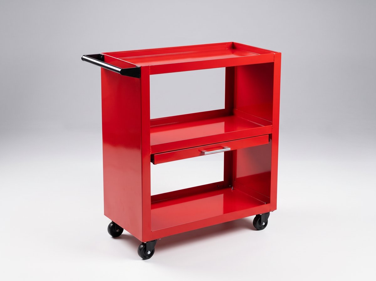 Gambar kerja teknis Troli & Meja Kerja Bengkel Manufaktur (Heavy-Duty Workshop Trolley)